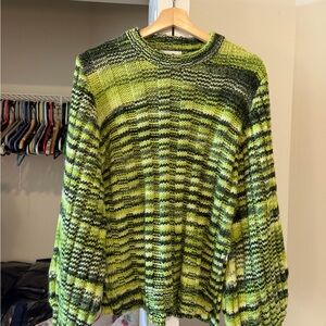 Ganni Green Stripe Knit Sweater